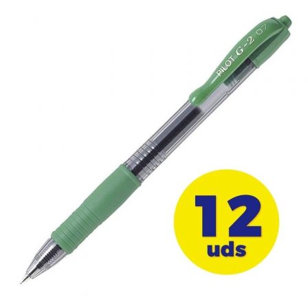 Pilot Bolígrafo de Tinta de Gel G-2 Retráctil Verde (Set de 12)
